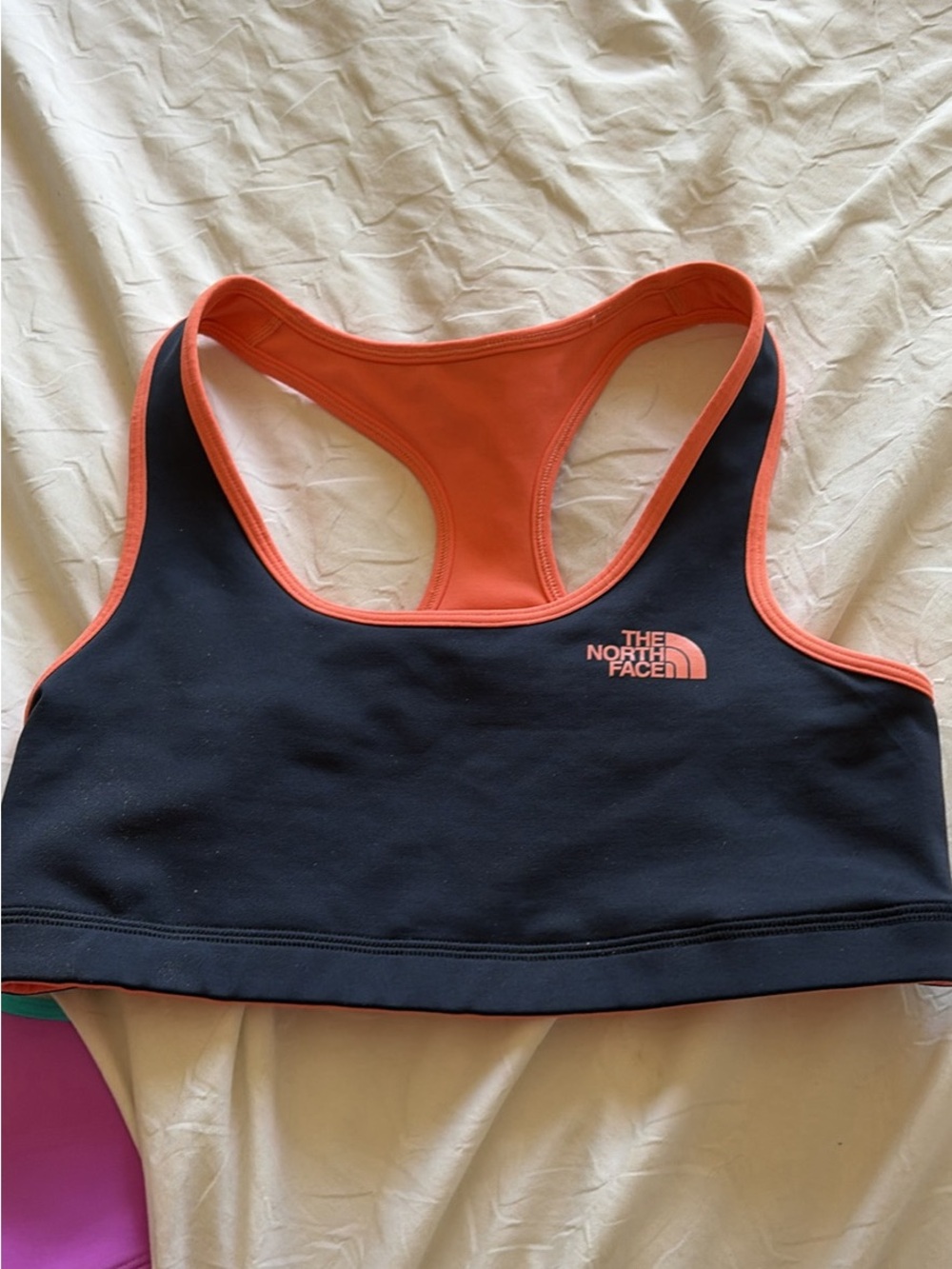 The North Face Black Sports Bra with Coral Trim